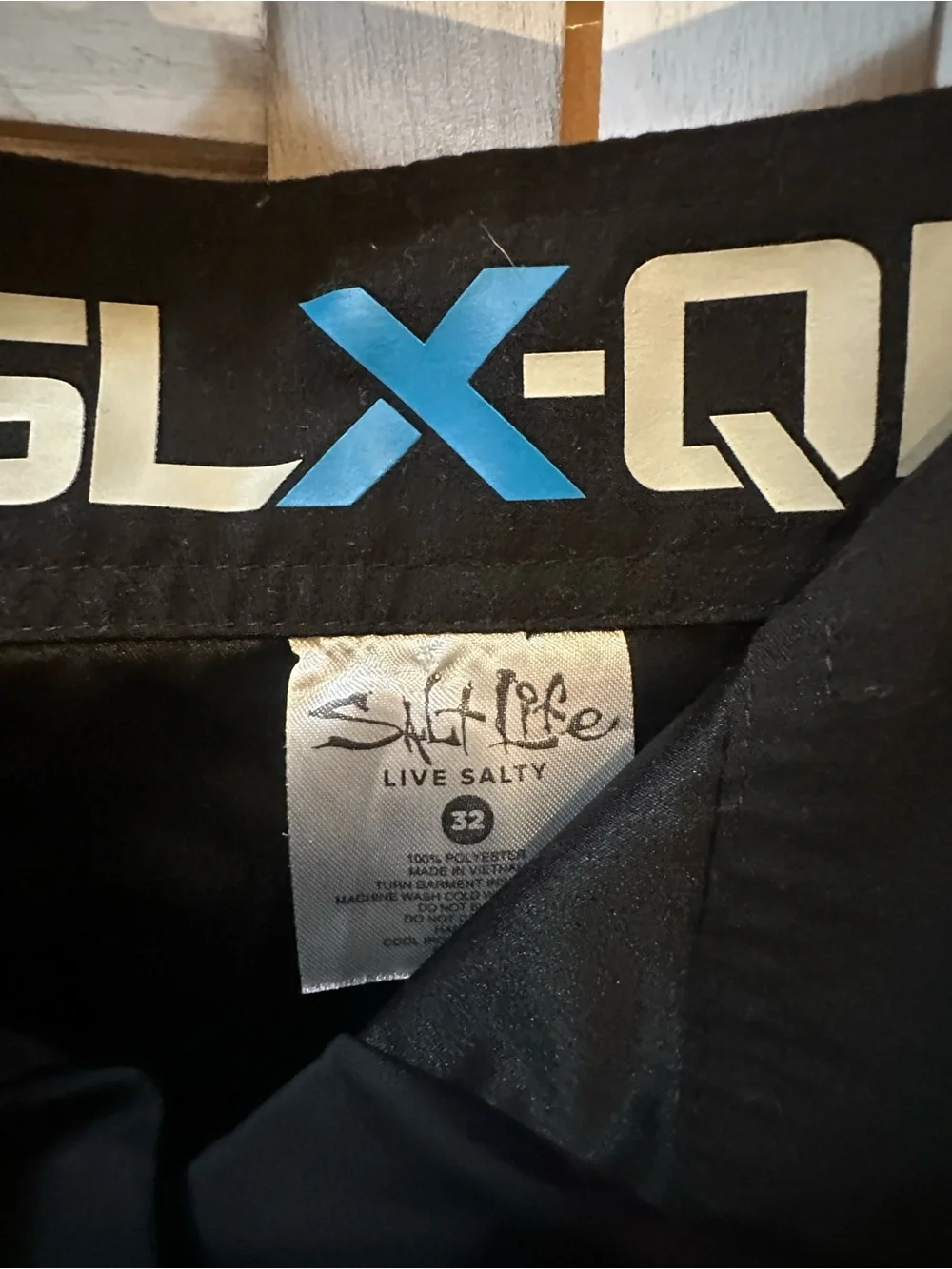 Salt Life Black Men's Swim Trunks with White Side Logo